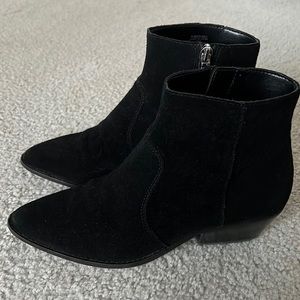 Ann Taylor Black Suede Cowboy Booties Ankle Boots Size 8